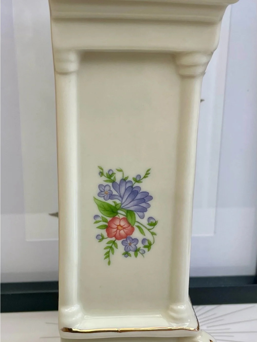 Godinger Vintage Porcelain  Miniature Mantel/ Grandfather Clock w/ Pendulum